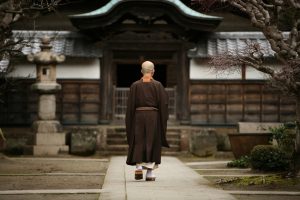 buddhist monk in kamakura, japan.