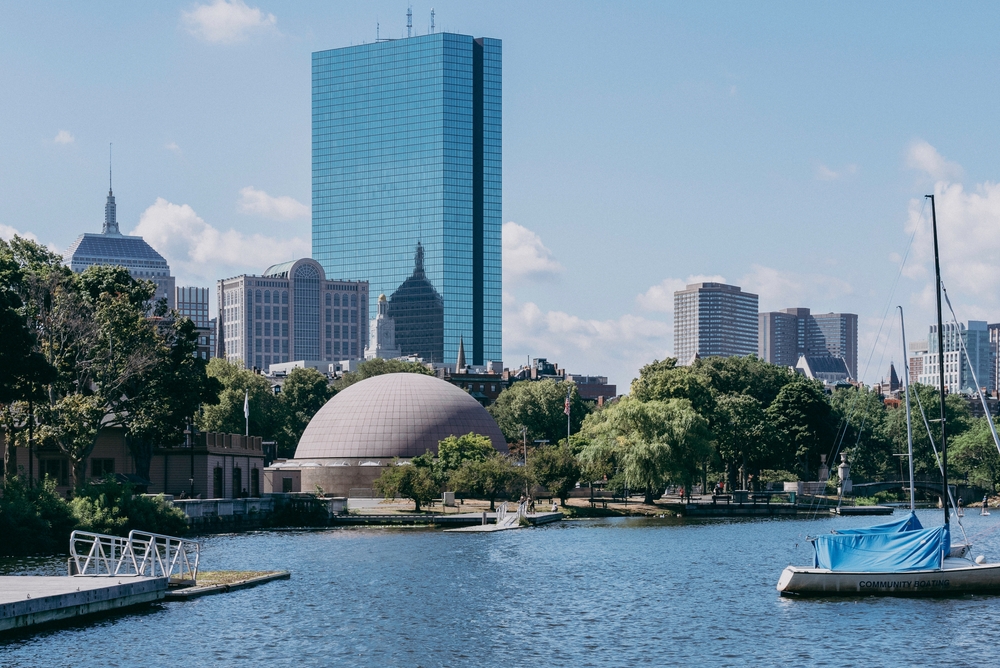 boston,,ma,,usa, ,august,7,2022:,boston,skyline,overlooking