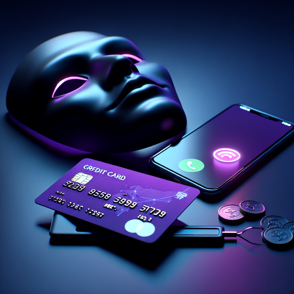 purple,credit,card,and,phone,with,black,fraud,mask,incoming