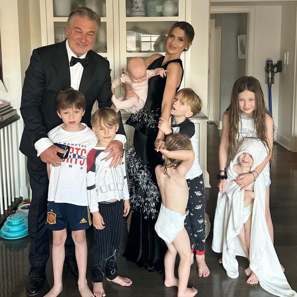 Alec and Hilaria with their kids