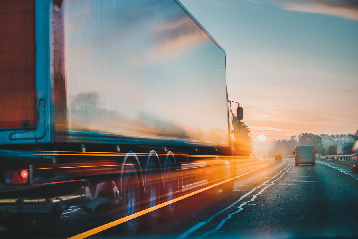 lorry on motorway in motion