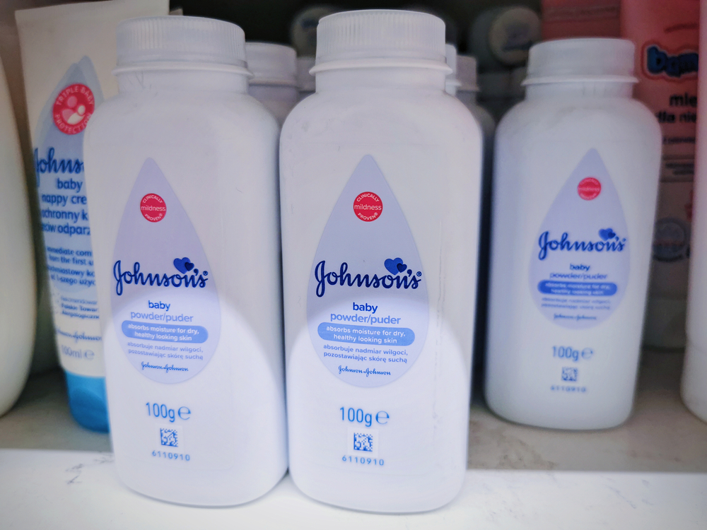 Johnson & Johnson talcum baby powder bottles