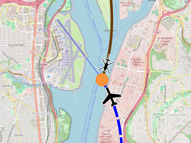 approximate collision location for american eagle flight 5342