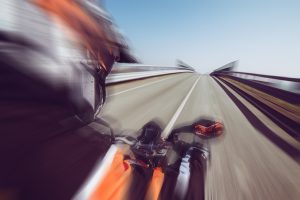 motor biker ready to go on an empty road outdoors adventures and freedom concept motorcycle trip.