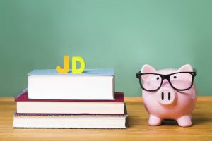 juris doctor law degree theme with pink piggy bank