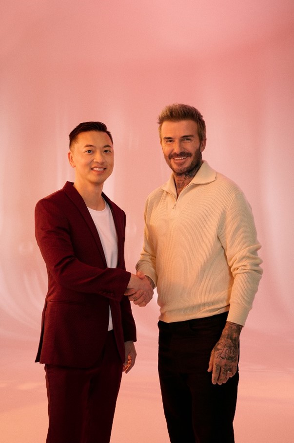 Danny Yeung, CEO and co-founder of Prenetics with David Beckham