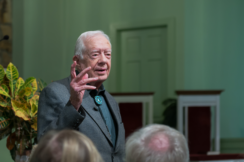 plains,,georgia, ,november,13:,president,jimmy,carter,teaching,adult