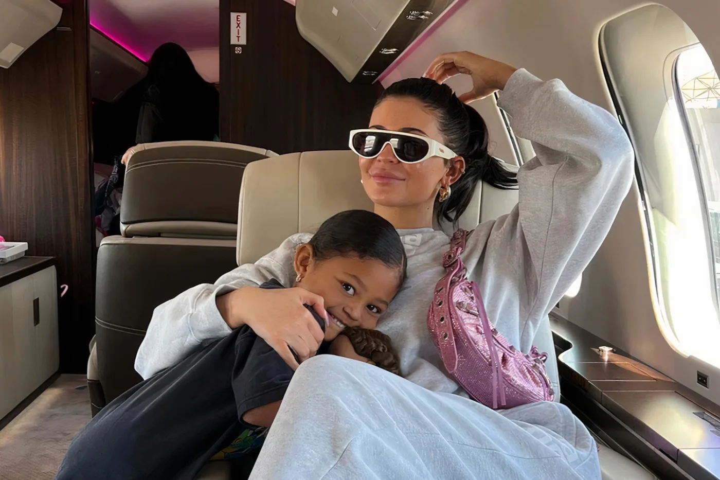 Kylie Jenner, with daughter Stormy  aboard Kylie’s $73 Million Jet