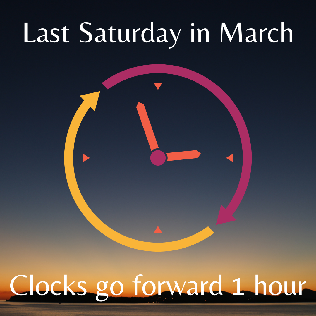 clocks go forward 1 hour