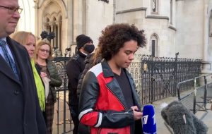 Keira Bell outside the Royal Courts of Justice in central London