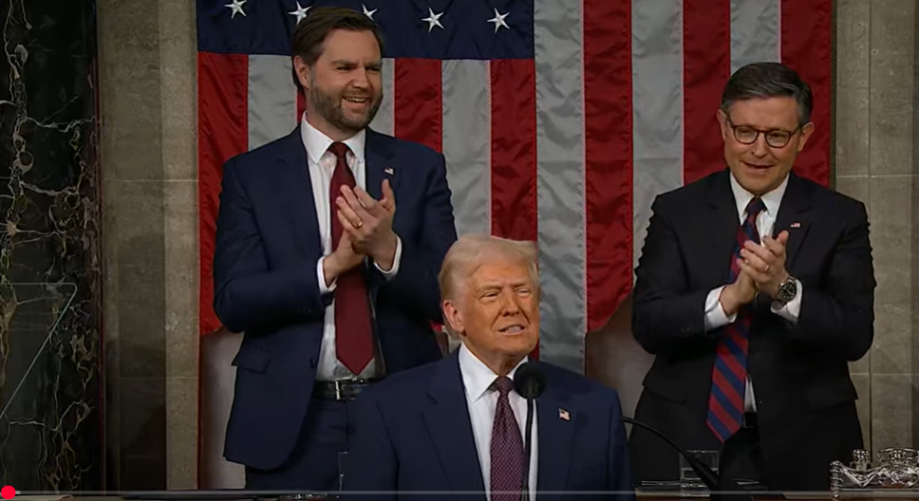 JD Vance and Mike Johnson Caught on Hot Mic Before Trump Speech